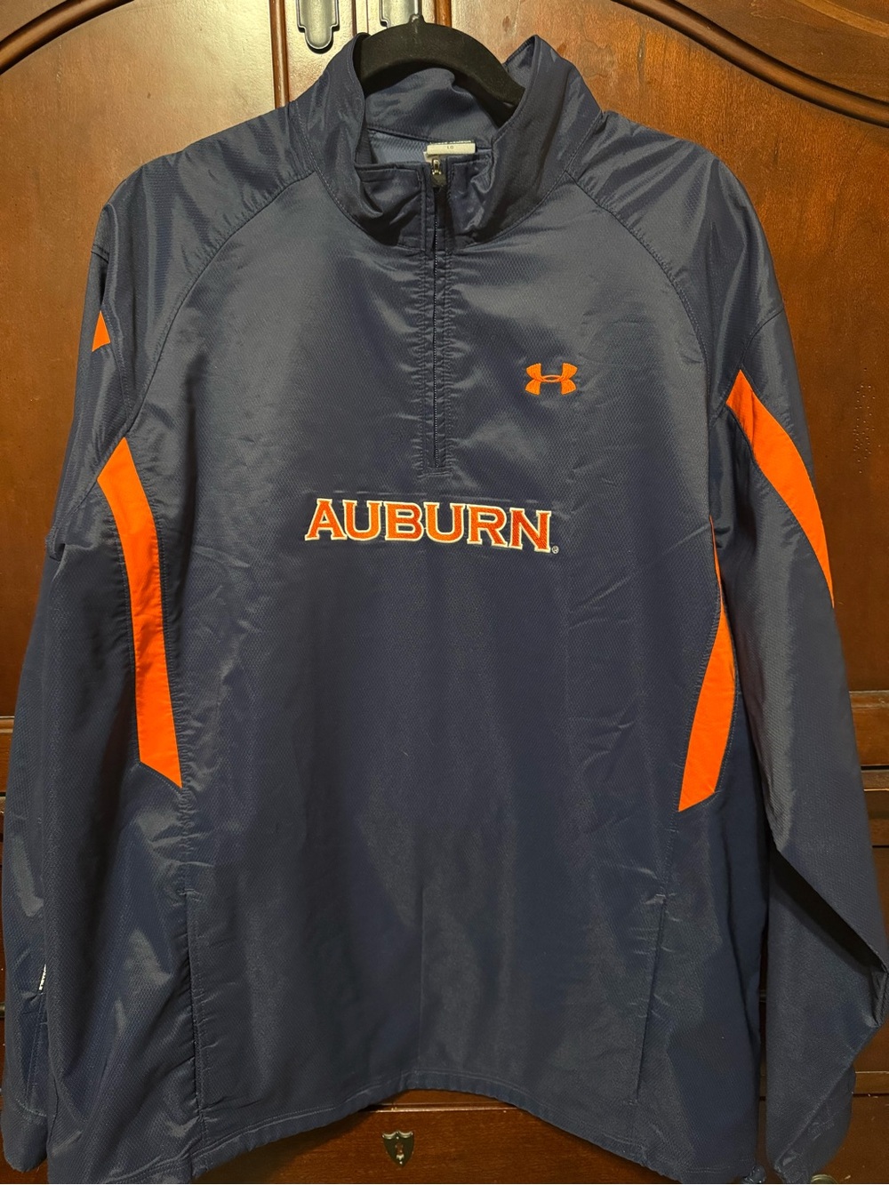 Under Armour Navy and Orange Auburn Pullover Windbreaker